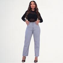 Calça Jeans Feminina Reta Cintura Alta 100% Algodão Premium Confortável -