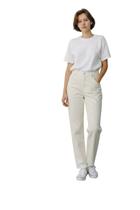Calça Jeans Feminina Reta Cor:Off WhiteGênero:Feminino ,Tamanho:46