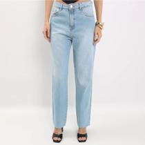 Calça Jeans Feminina Reta Estonada Sem Barra Azul Claro Lança Perfume Calça Jeans Feminina Reta Estonada Sem Barra Azul Claro Lança Perfume