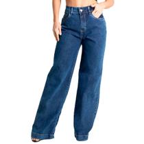 Calça Jeans Feminina Sawary Wide Leg Azul