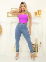 Calça jeans feminina sem cós embutido denin white Calça jeans feminina sem cós embutido denin white