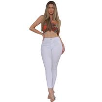 Calça Jeans Feminina Skinny Branca Modelo Comfort White Premium