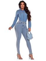 Calça Jeans Feminina Skinny C/Abert Barra-Lycra+LD1051 - LD jeans