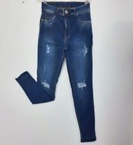 Calça jeans feminina skinny cintura alta com lycra-Sol Calça jeans feminina skinny cintura alta com lycra-Sol