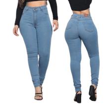 Calça Jeans Feminina Skinny Cintura Alta Levanta Bumbum Com Lycra