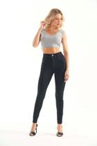 Calça Jeans Feminina Skinny Cintura Média Preta