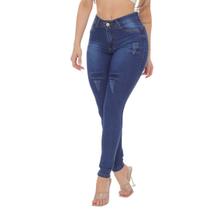 Calça jeans Feminina Skinny Detalhes Elevados Tecido Comfort