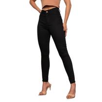 Calça Jeans Feminina Skinny Detalhes Exclusivos Destroyed Tecido Dark Premium