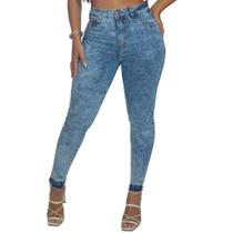 Calça Jeans Feminina Skinny Elastano Cós Alto Levanta Bumbum