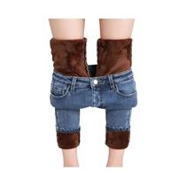 Calça Jeans Feminina Skinny Elástica Térmica para Inverno - Quente e Pelúcia