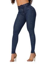 Calça Jeans Feminina Skinny Escura C/ Cinto-Modeladora Compressor-LD4049 - Divas Jeans