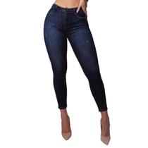 Calça Jeans Feminina Skinny Escura Com Lycra e Bojo Removível - Canhete Jeans