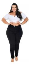 Calça Jeans Feminina Skinny Plus Size Cintura Alta Modelo Levanta Bumbum Tecido Premium Confortável Tam 46 ao 54