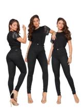 Calça jeans feminina skinny preta wissam jeans