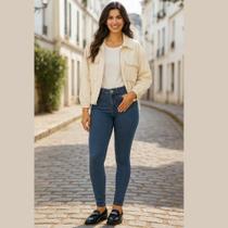 Calça Jeans Feminina Skinny Push Up Azul Médio Cintura Média Malwee