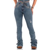 Calça Jeans Feminina Stoned Bordada Cruz Western Moda Country Texas Ranch Oficial Calça Jeans Feminina Stoned Bordada Cruz Western Moda Country Texas Ranch Oficial