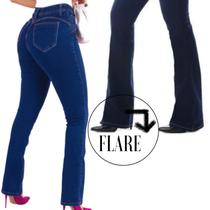 Calça Jeans feminina Super Lipo Flaire Cintura Alta Cinta