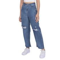 Calça Jeans Feminina Wide Cropped Índigo