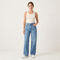 Calça Jeans Feminina Wide Leg Azul Claro