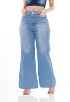 Calça jeans Feminina wide leg básica Pantalona jeans