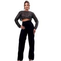 Calça Jeans Feminina Wide Leg Cintura Alta 100% Algodão