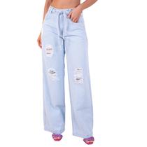 Calça Jeans Feminina Wide Leg Cintura Alta Cinto Jeans - Magalu Marketplace