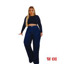 Calça Jeans Feminina Wide Leg Cintura Alta Plus Size Calça Jeans Feminina Wide Leg Cintura Alta Plus Size