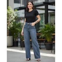 Calça Jeans Feminina Wide Leg Cintura Alta Vilejack VFCJ4012