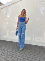 Calça jeans feminina wide leg Calça jeans feminina wide leg