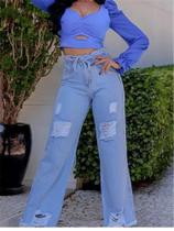 Calça jeans feminina wide leg Calça jeans feminina wide leg