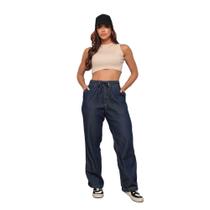 Calça Jeans Feminina Wide Leg Perna Larga Balão