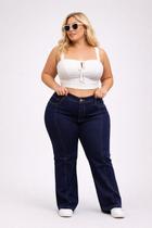 Calça Jeans Feminina Wide Leg Plus Size Com Elastano Do 46 Ao 54 Calça Jeans Feminina Wide Leg Plus Size Com Elastano Do 46 Ao 54