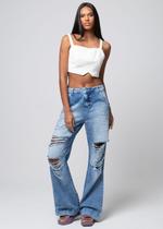 Calça jeans feminina wide leg sawary - 269347