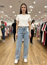 Calça Jeans Feminina Wideleg Azul Clara Sky Cintura Alta Calça Jeans Feminina Wideleg Azul Clara Sky Cintura Alta