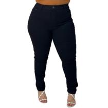 Calça Jeans Feminino Preta Plus Size 48-64 Elastano Modelo Curve