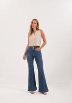 Calça Jeans Flare Cintura Alta Chapa Barriga Para Pequenas Lunender J0169