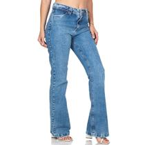 Calça Jeans Flare Feminina Cintura Alta Barra Tradicional