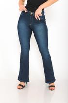 Calça Jeans Flare Feminina Lavagem Escura Moda Fashion