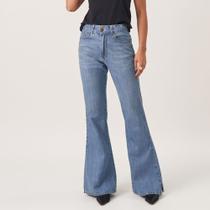 Calça Jeans Flare Fenda Lateral Azul