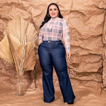 Calça Jeans Flare Plus Size Feminina-ousadia-com Lycra- Luxo