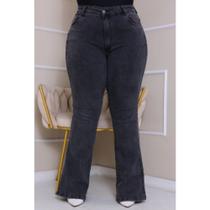 Calça Jeans Flare Plus Size Marmorizada com bolso e com lycra Calça Jeans Flare Plus Size Marmorizada com bolso e com lycra