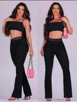 Calça jeans flare preta feminina wissam jeans