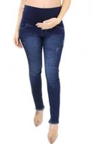 Calça Jeans Gestante/Grávida Roberta com elastano e cós elevado
