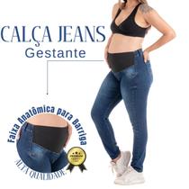 Calça Jeans Gestante Para Gravida Cós Alto Conforto Plus Size Skinny