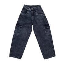 Calça Jeans Grafite Cargo estilo Balão Meninas