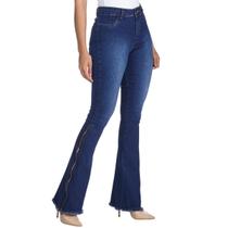 Calça Jeans HNO Flare Com Barra Desfiada Azul