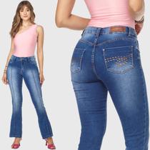Calça Jeans HNO Jeans Flare Petit com Friso Azul