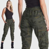 Calça Jeans HNO Jeans Jogger Camuflado Militar Verde