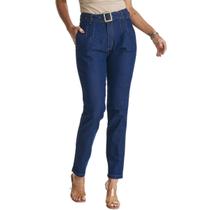 Calça Jeans HNO Reta Mom Classic c/ Cinto Azul Marinho Calça Jeans HNO Reta Mom Classic c/ Cinto Azul Marinho