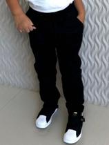 Calça jeans infantil com cordão no cós preta social menino